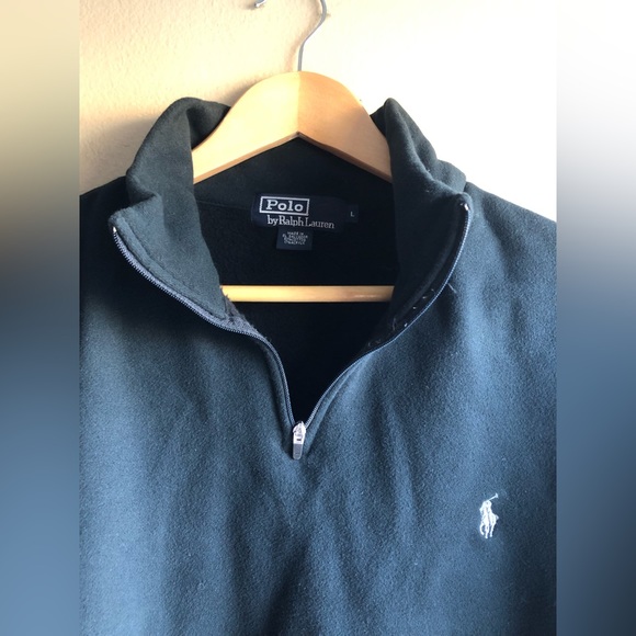 Polo By Ralph Lauren Men’s Long Sleeve Black Half Zip Pockets Sweater Size L - Picture 8 of 13